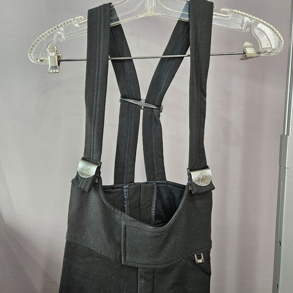 Vint Roffe Women Snow Ski Pant Bib Overall Jumpsuit 6 Black Wool Blend Zip USA - Picture 2 of 10